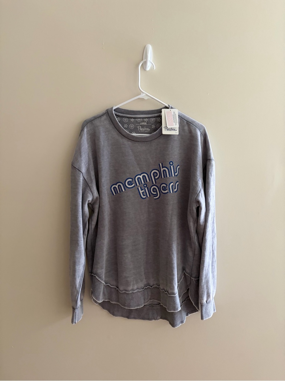 Pressbox Gray Memphis Tigers Crewneck Sweatshirt